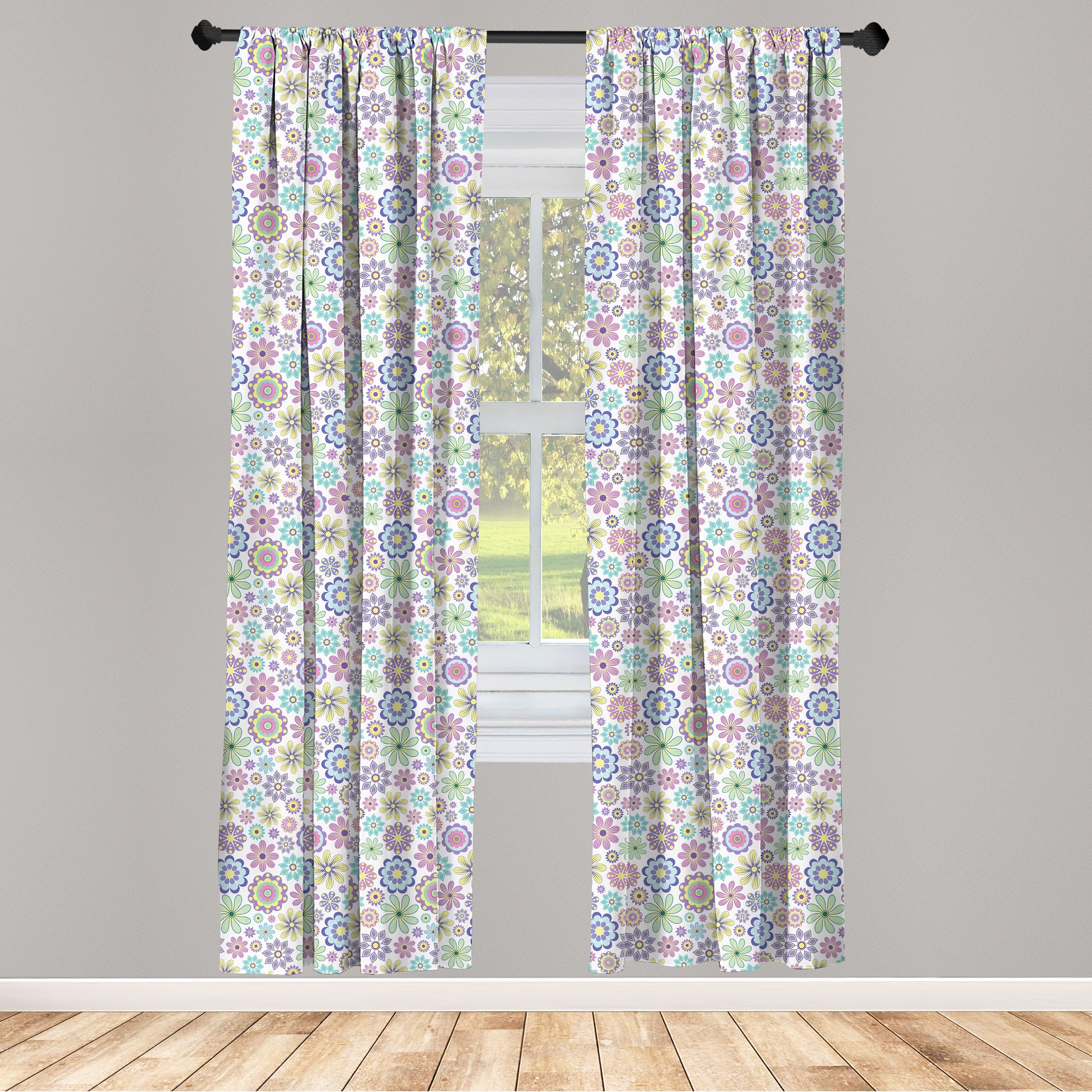 Gardine Vorhang für Wohnzimmer Schlafzimmer Dekor, Abakuhaus, Microfaser, Pastell Aufwändige blühen Weinlese