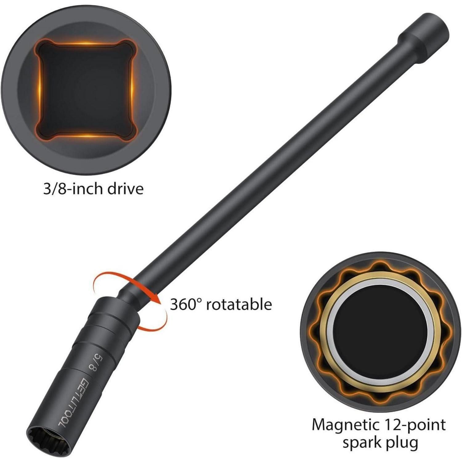 LuxusKollektion Zündkerzenschlüssel Zündkerzenschlüssel-Satz 6tlg. Magnetisch Flexibel Sv-Stahl
