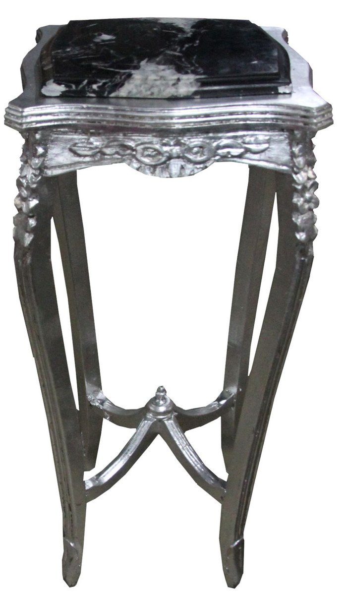Casa Padrino Beistelltisch Barock Beistelltisch mit schwarzer Marmorplatte Silber 87 x 37 cm Antik Stil - Telefon Blumen Tisch