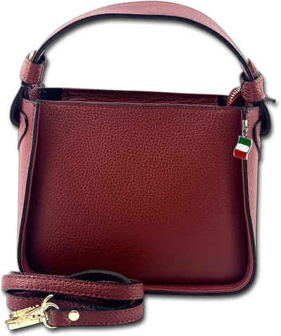 FLORENCE Umhängetasche Florence Umhängetasche Damen Handtasche (Umhängetasche, Umhängetasche), Damen Tasche Echtleder dunkelrot, Made-In Italy