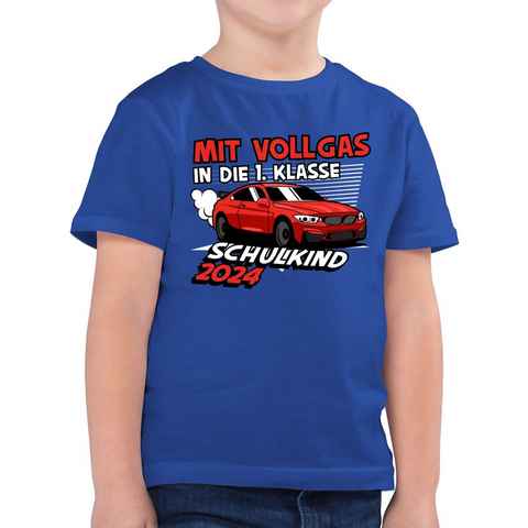 Shirtracer T-Shirt Mit Vollgas in die 1. Klasse - Schulkind 2024 Einschulung Junge Schulanfang Geschenke