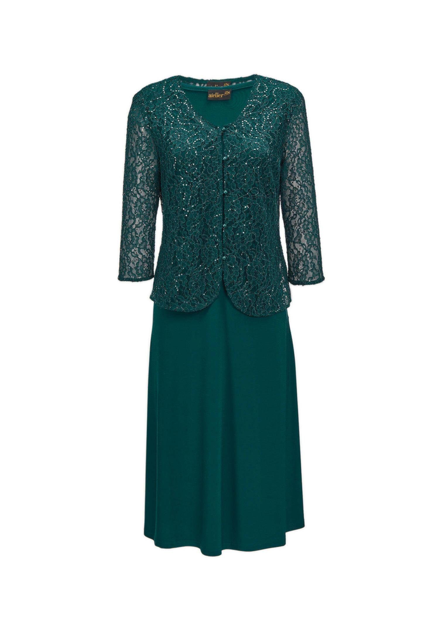 GOLDNER Jerseykleid Kurzgröße: Kleid mit Spitzenjacke, Pailletten günstig online kaufen