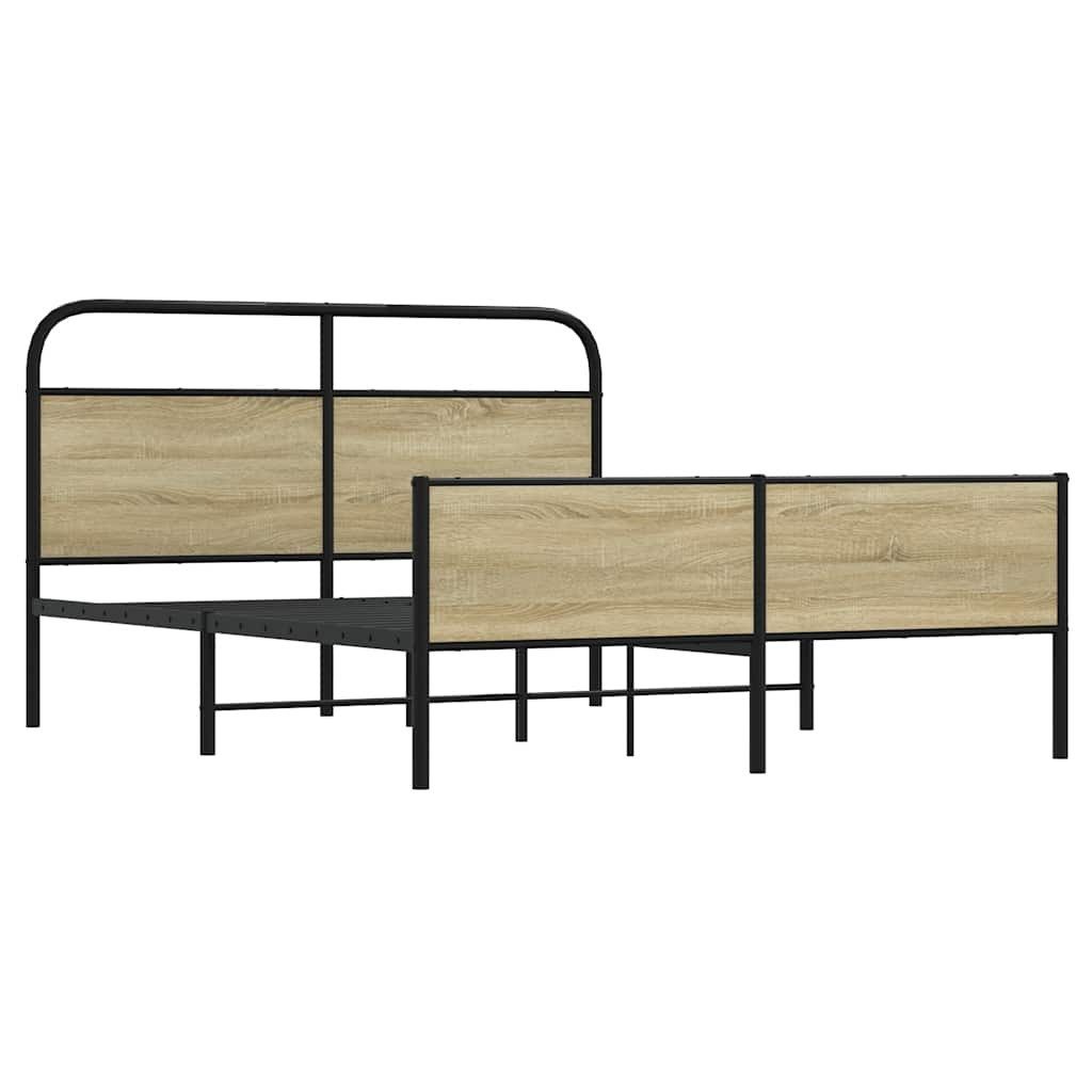vidaXL Bett Metallbett ohne Matratze Sonoma-Eiche günstig online kaufen