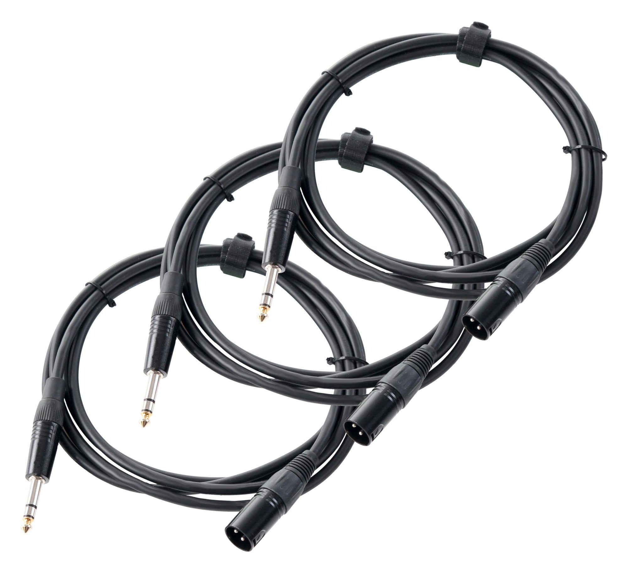 3er Set JXM-Kabel (6,3mm Stereo-Klinke -> XLR male 3-pol) Audio-Kabel