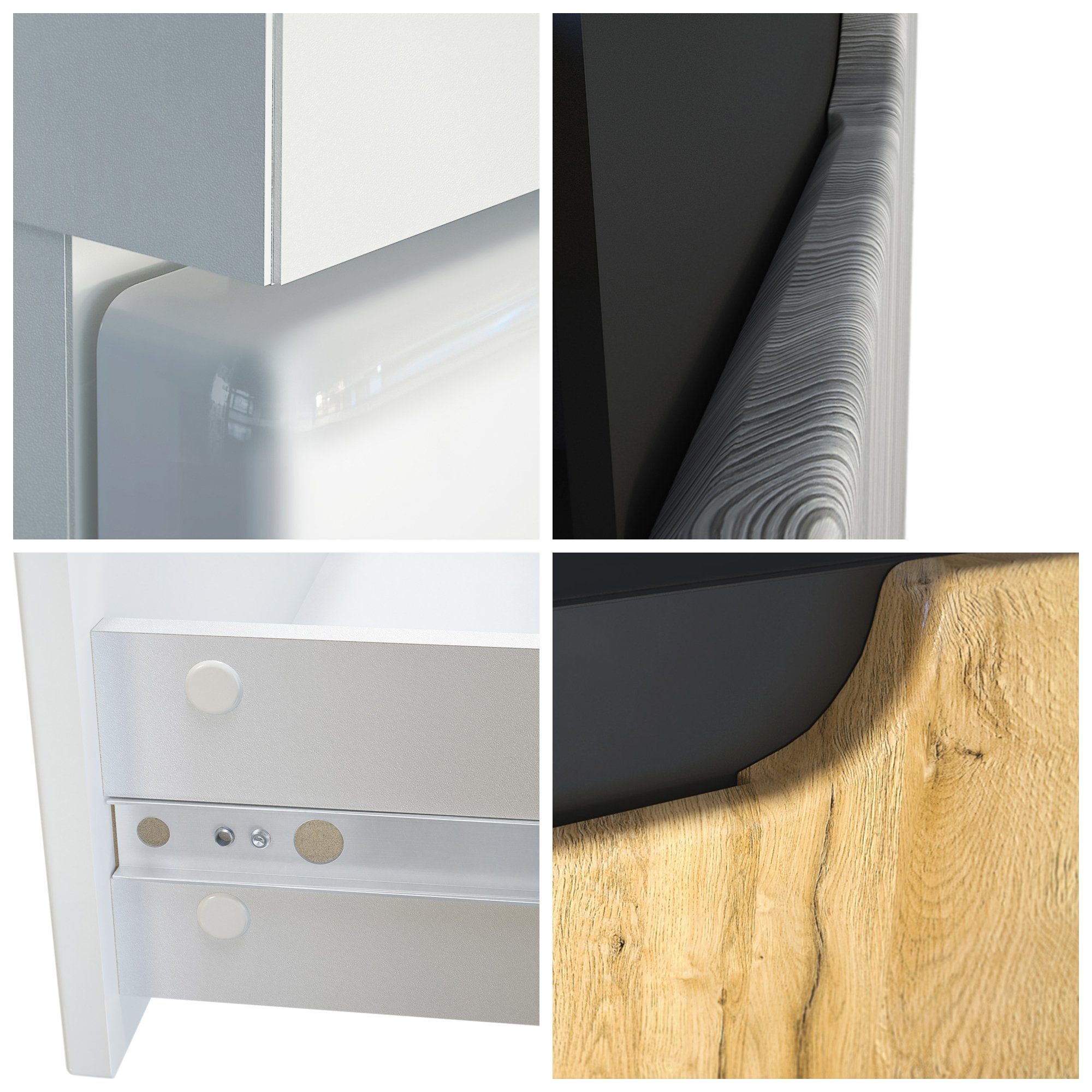 Vladon Sideboard Sintra V1 (Kommode, mit 2 Türen und 4 Schubladen), Weiß ma günstig online kaufen