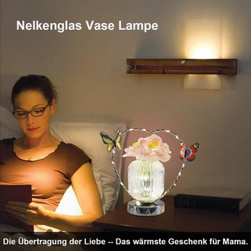 yozhiqu LED Schreibtischlampe Rose Tischlampe,Künstliche Blume Nachtlampe in Vase,Dekorative Lampen, Wunderschön dekoriert und dimmbar für eine romantische Atmosphäre