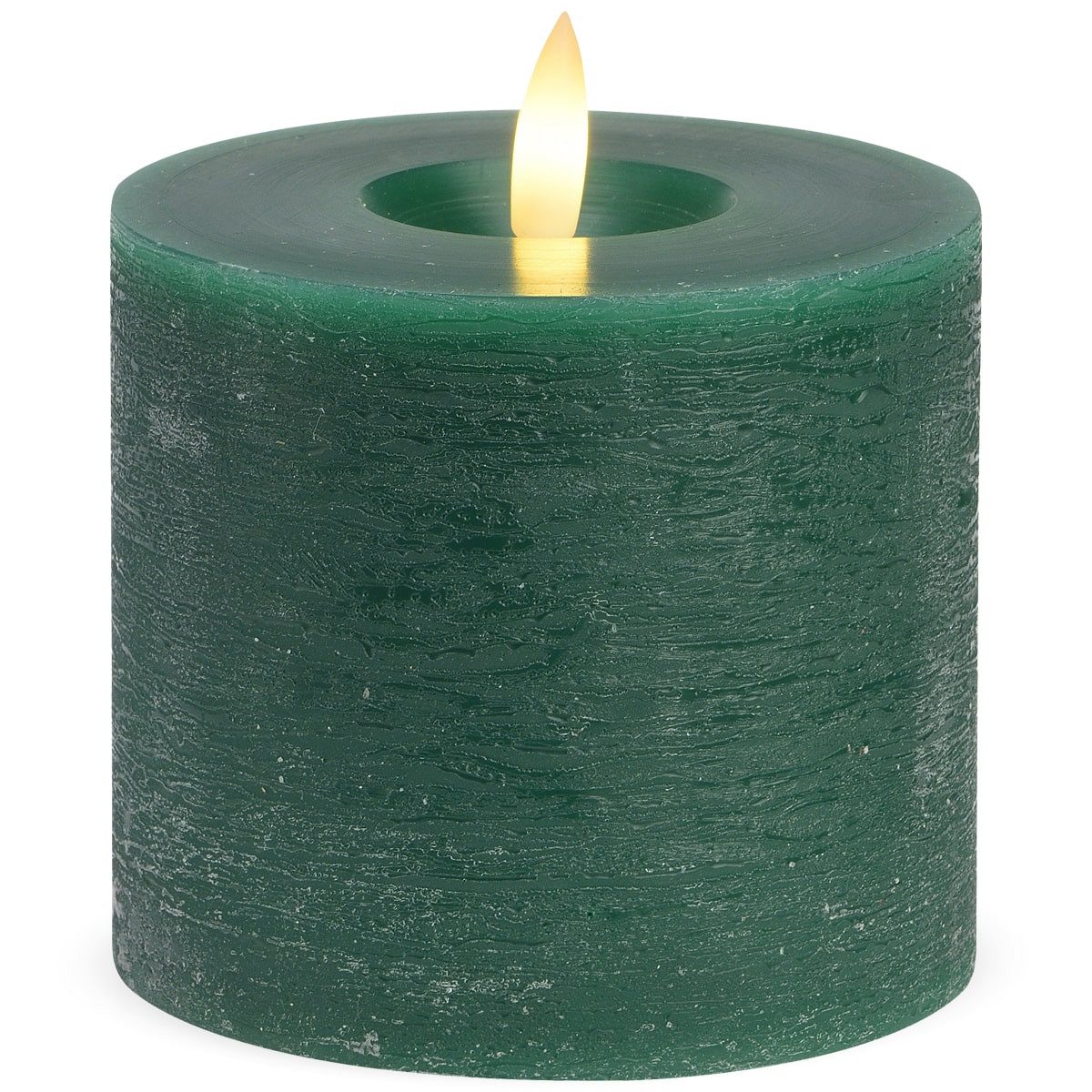 matches21 HOME & HOBBY LED-Kerze LED Stumpen-Kerze Echtwachs-Kerze flackernd, 10x9 cm, grün (1-tlg), Mit beweglicher Flamme, Fernbedienung & Timer für Adventskranz