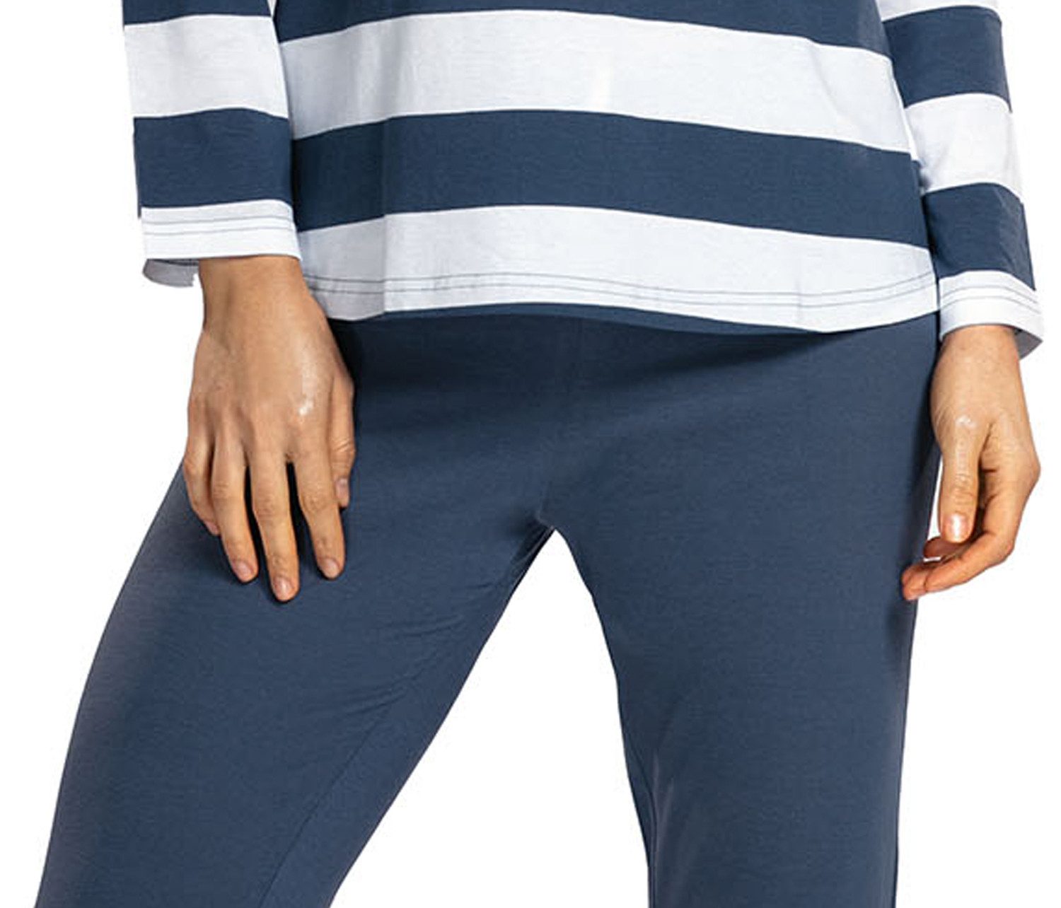 comtessa Schlafanzug Lovely Dreams (Set, 2 tlg., 2-teilig) Damen Pyjama lang Baumwolle Langarm Drop-Shoulder-Form große Größen