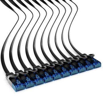deleyCON 10x 0,25m CAT6 Flaches Netzwerkkabel 1,5mm Flachbandkabel U-UTP RJ45 LAN-Kabel