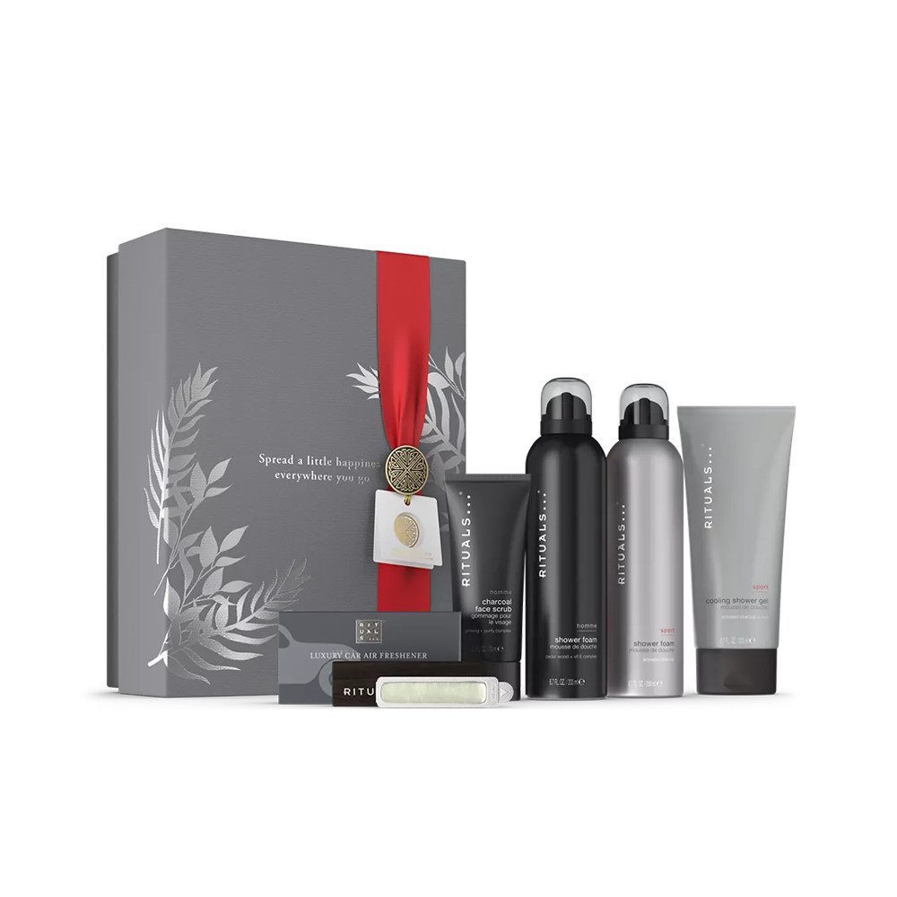 Rituals Pflege-Geschenkset Luxus-Pflegeset Limited Edition Homme Geschenkset L 2025, 5-tlg., 5-teiliges Pflegeset mit Duschschäumen, Duschgel, Peeling & Autoparfum
