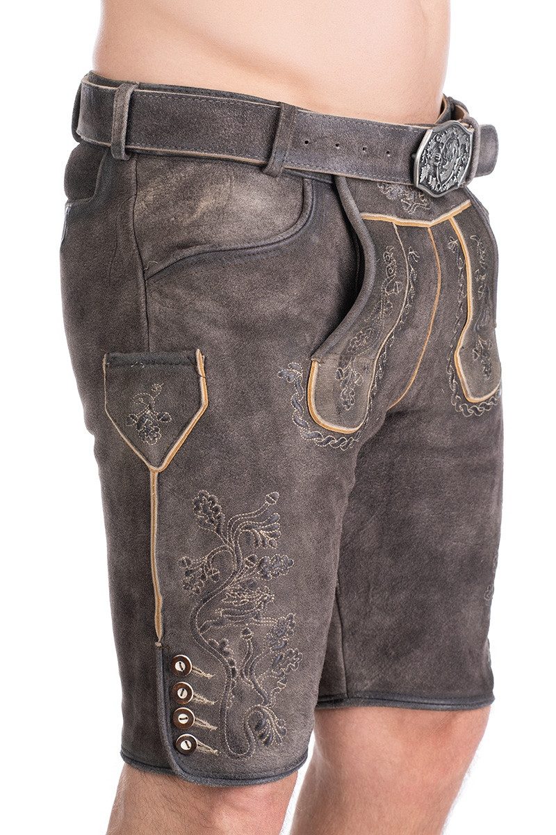 Maddox Trachtenlederhose Lederhose Herren kurz - NEUENBURG - anthrazit