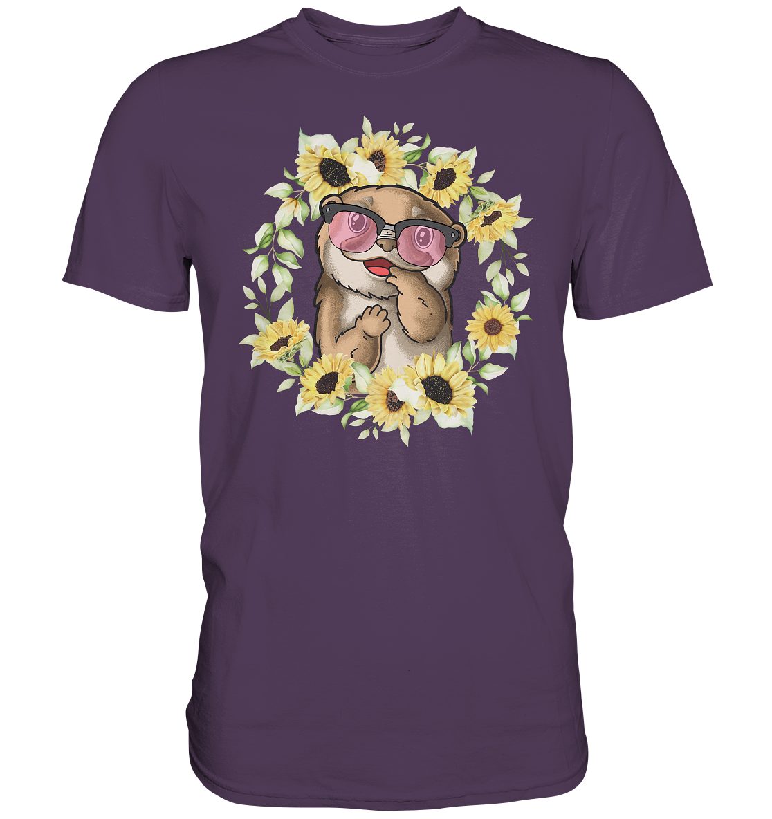 Tigerlino T-Shirt Otter Sonnenblumen Shirt Gärtner Sommer Garten Motiv