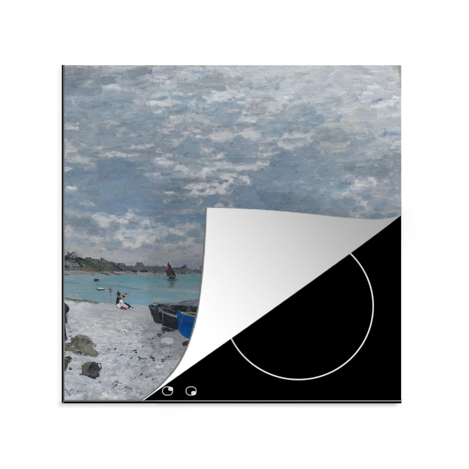 Saint-Adresse Vinyl, Strand Herdblende-/Abdeckplatte Monet, küche MuchoWow tlg), von 78x78 cm, von Claude für Arbeitsplatte Der (1 - Ceranfeldabdeckung, Gemälde