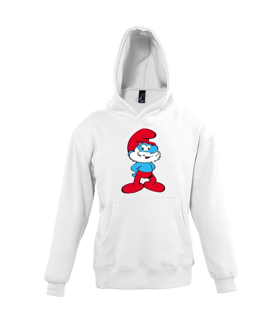 Youth Designz Kapuzenpullover Papa Schlumpf Kinder Hoodie Pullover mit Lustigem Print Weiss