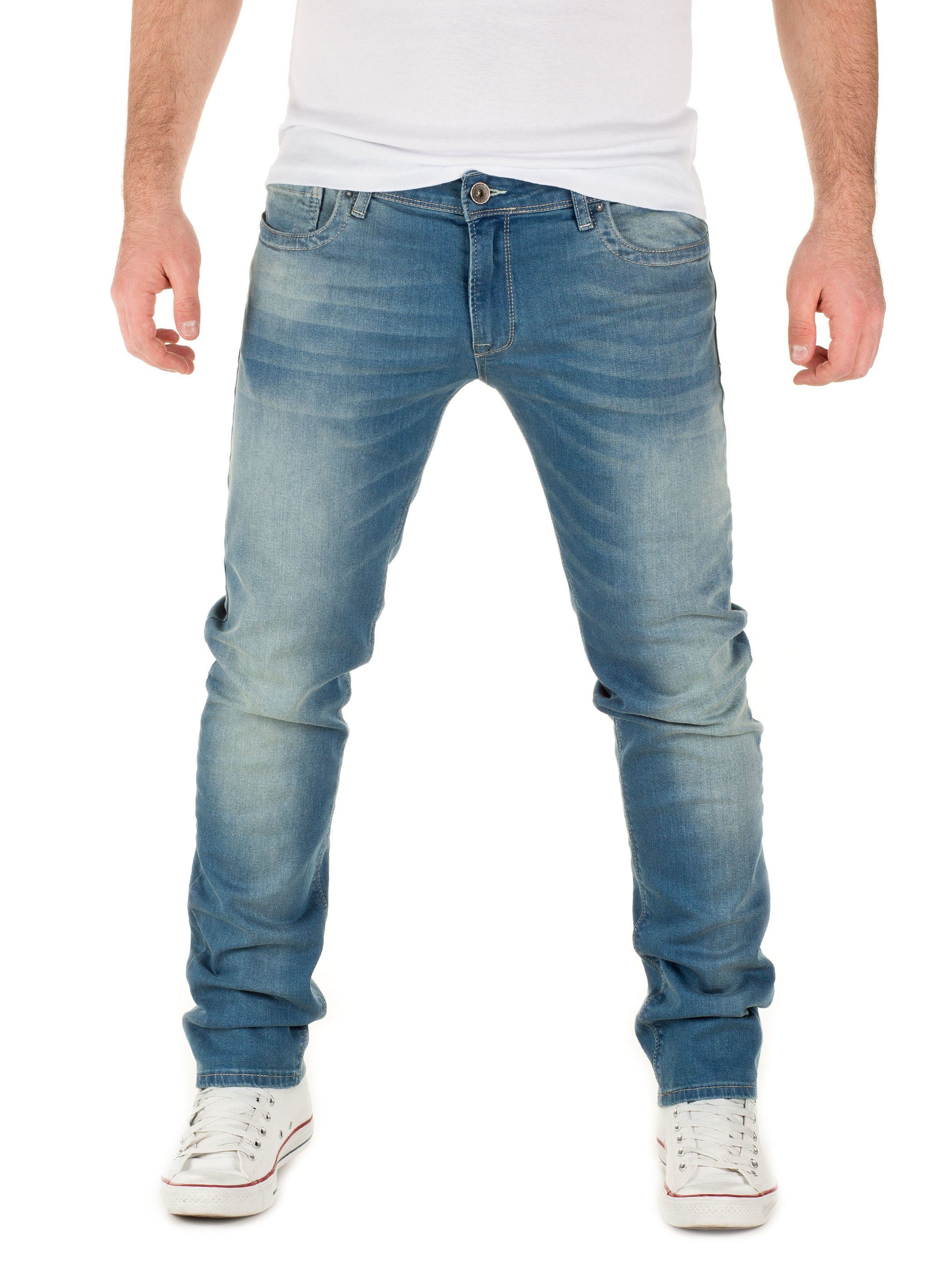 mit Pete Jeans Jeans Stretchanteil mirage Blau - Slim-fit-Jeans WOTEGA 5-Pocket-Style 184215) Herren (blue WOTEGA