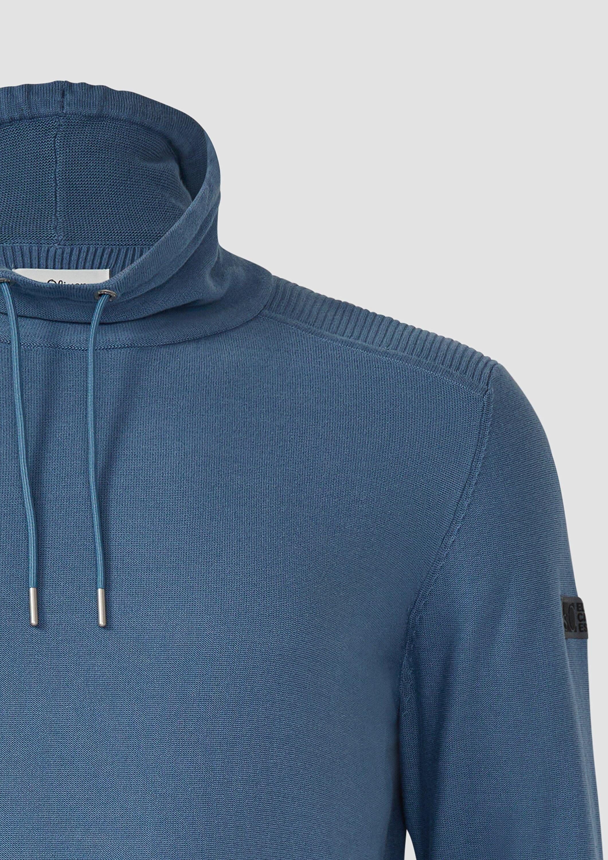 s.Oliver Longpullover Strickpullover Leichter Pullover mit Snood-Kragen und Logo-Detail