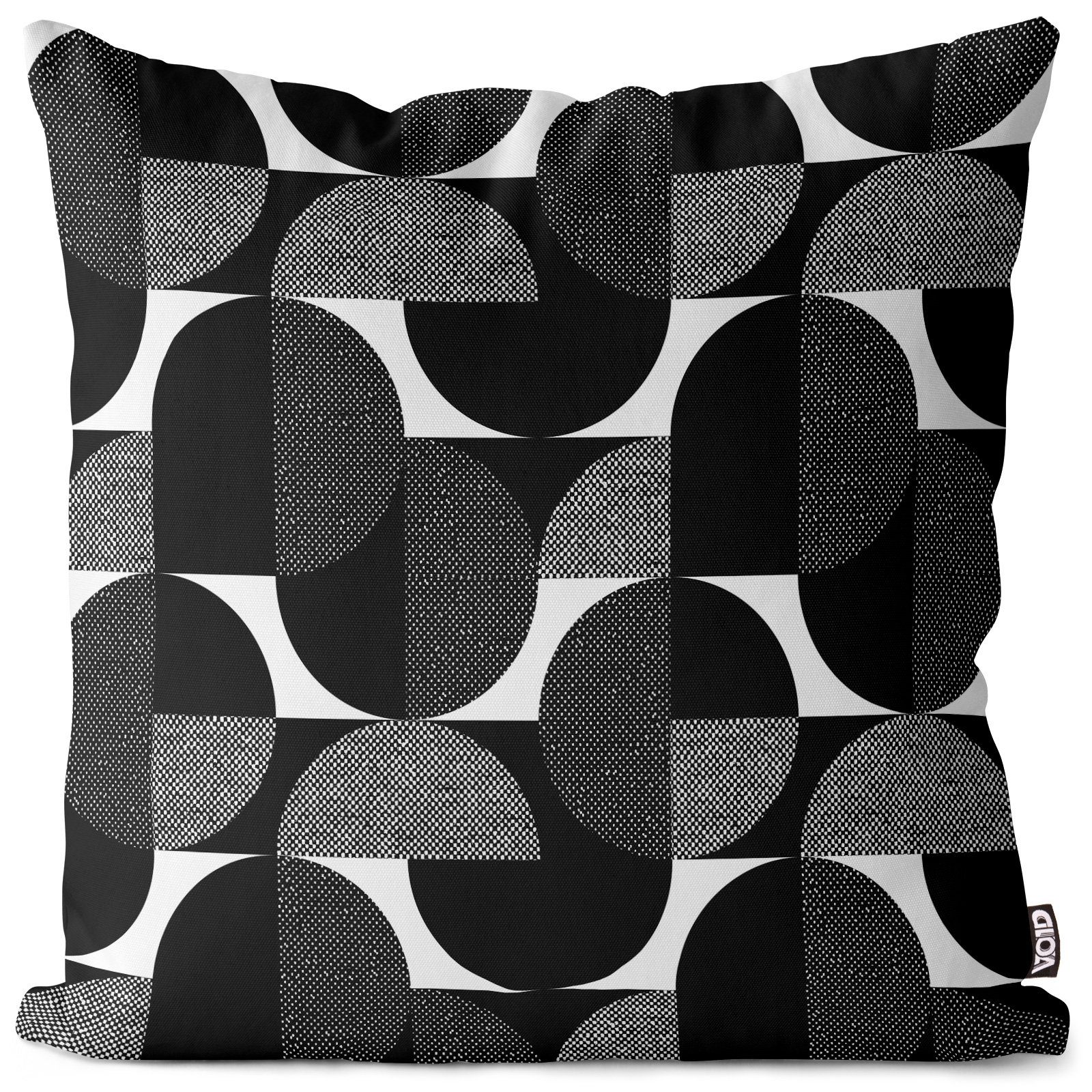 VOID Kissenbezug, (1 Stück), Schwarz Weiß Kreise Muster Retro Vintage 60er 50er Geometrisch gemust