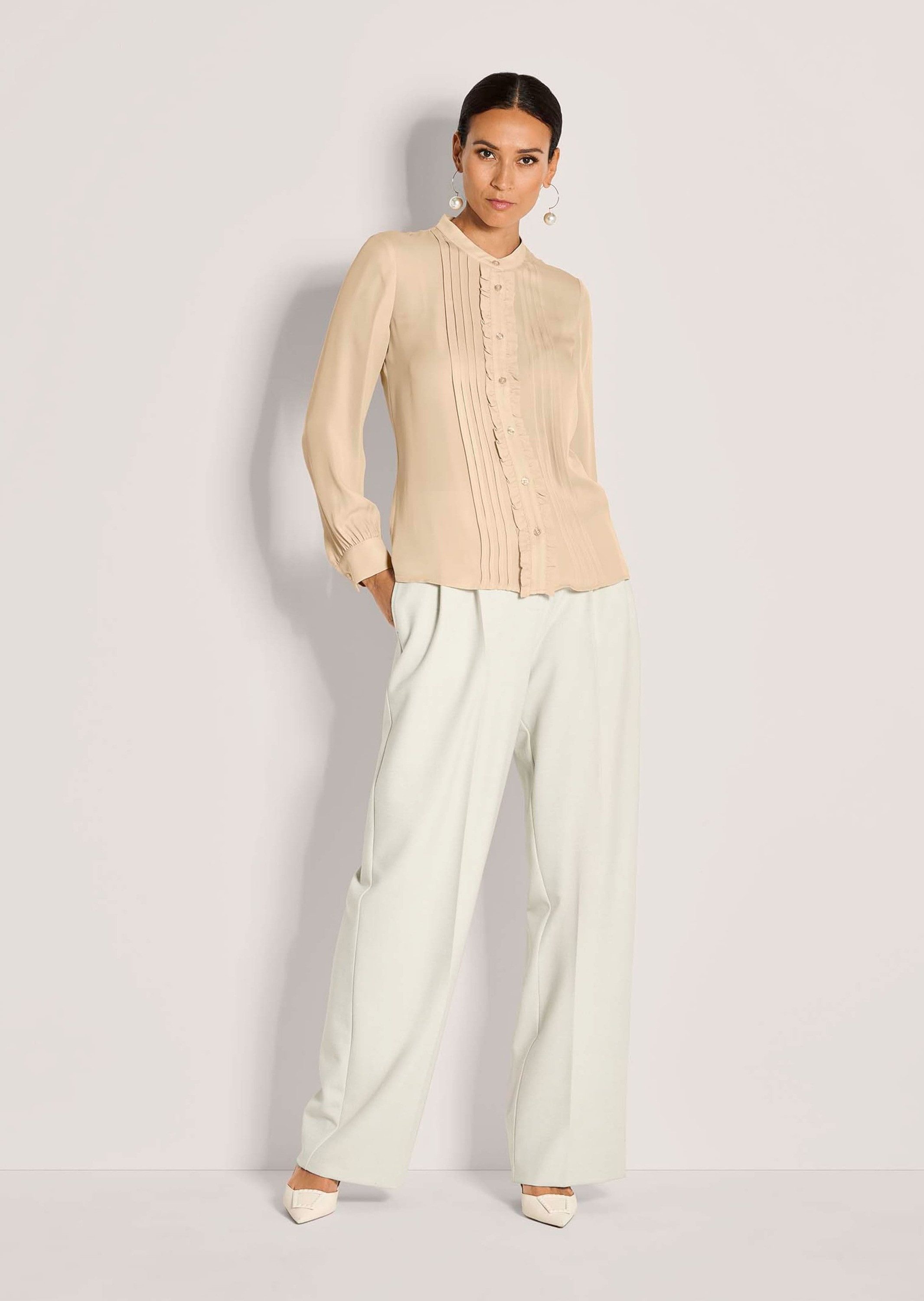 MADELEINE Langarmbluse Elegante Bluse mit Rüschen Mit Stehkragen, Knopfleis günstig online kaufen