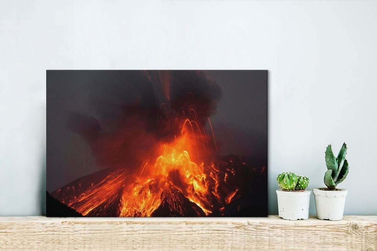 Wanddeko, Wandbild Leinwandbilder, Vulkanausbruch, OneMillionCanvasses® St), Leinwandbild 30x20 Aufhängefertig, Japanischer cm (1