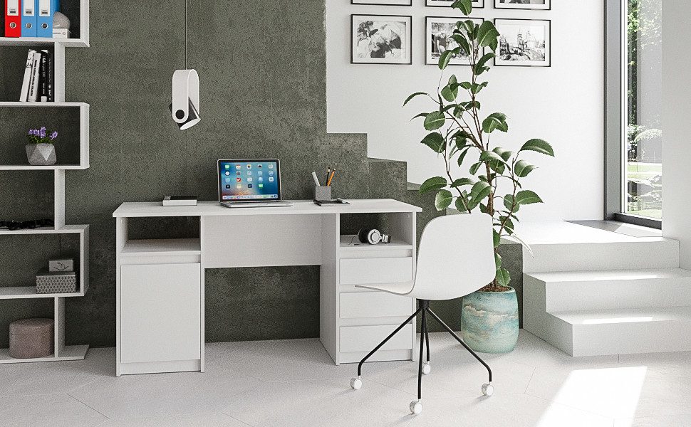 KOMTO Schreibtisch Oslo 145 Schreibtisch mit Schubladen Moderner Büro PC-Ti günstig online kaufen