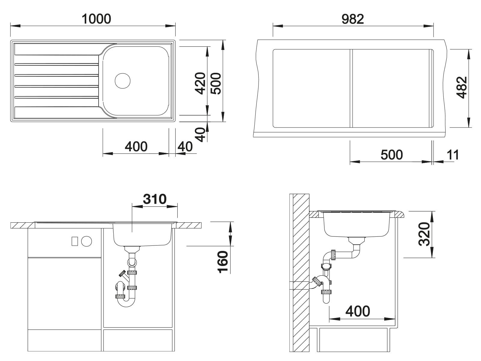 Blanco Edelstahlspüle, rechteckig, 100/50 cm, (1 St)