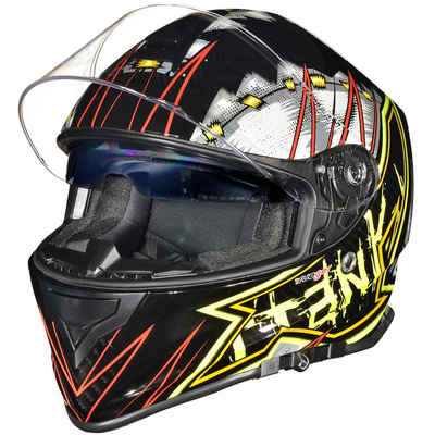 rueger-helmets Motorradhelm RT-824 Integralhelm Motorradhelm Kinderhelm Motorrad Integral Roller Helm GebissRT-824 Black Franky M