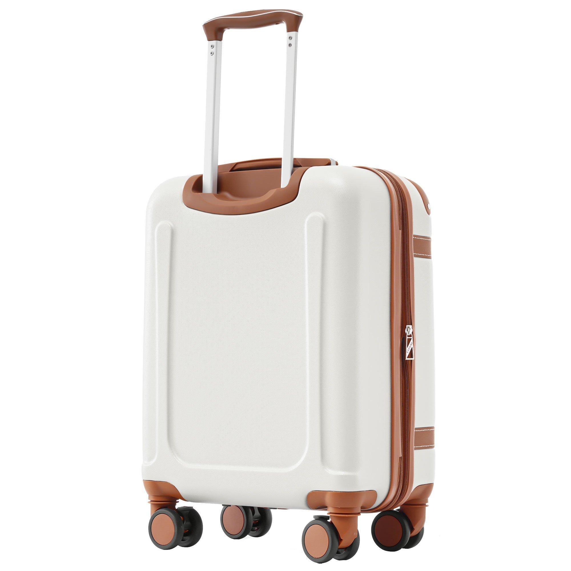 Flieks Hartschalen-Trolley, 4 Rollen, TSA-Schloss Reise Gepäck, Handgepäck Trolley erweiterbar, Creme Koffer