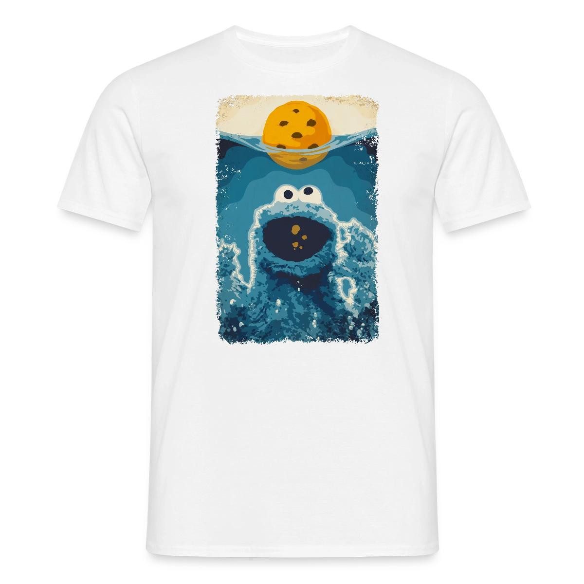 Spreadshirt T-Shirt Sesamstraße Krümelmonster Hai Männer T-Shirt (1-tlg)