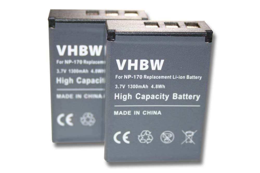 vhbw kompatibel mit Digipo Aiptek AHD H23, AHD 2, 084-07042L-062, CB-170 Kamera-Akku Li-Ion 1300 mAh (3,7 V)