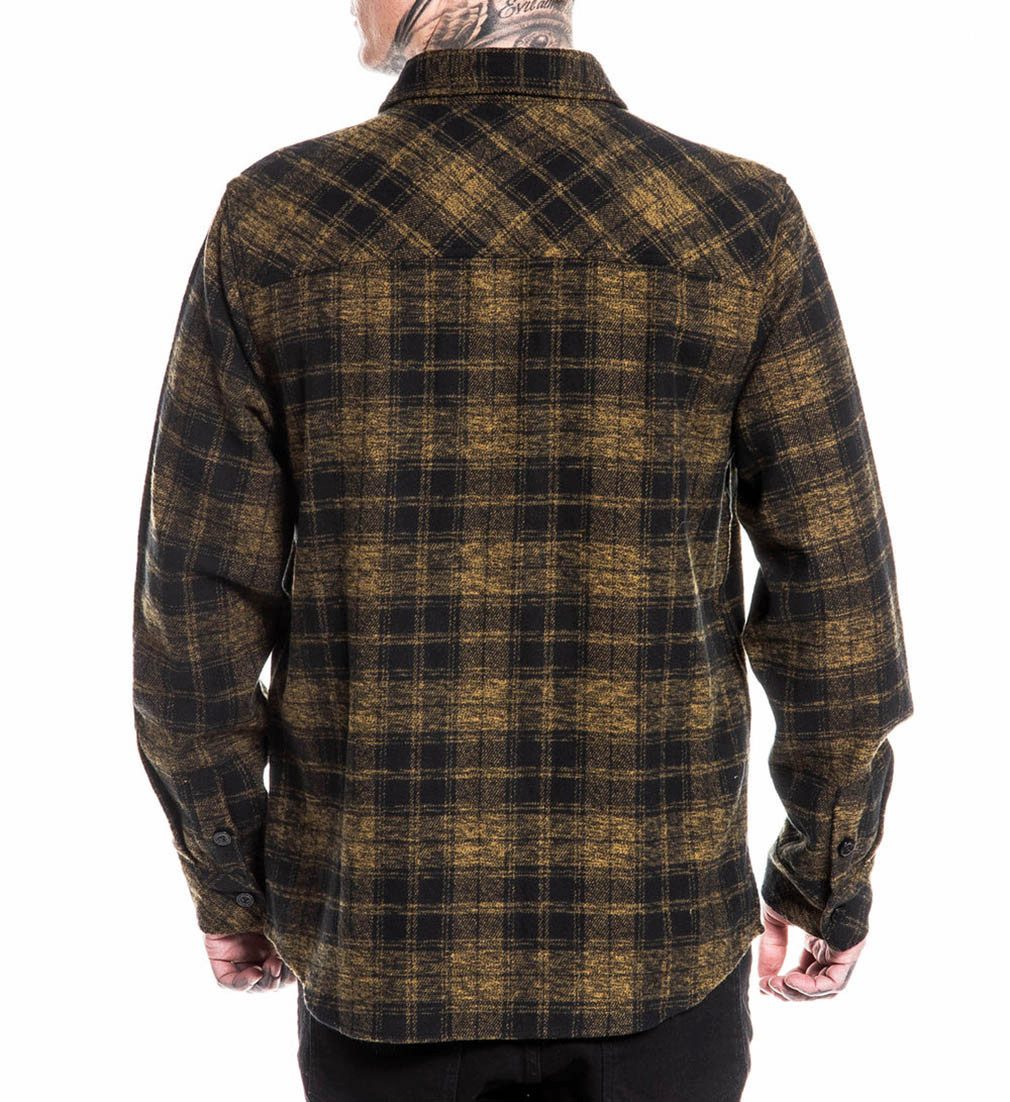 Sullen Clothing Langarmhemd Straton Flannel Shirt Holzfällerhemd Kariert Gelb