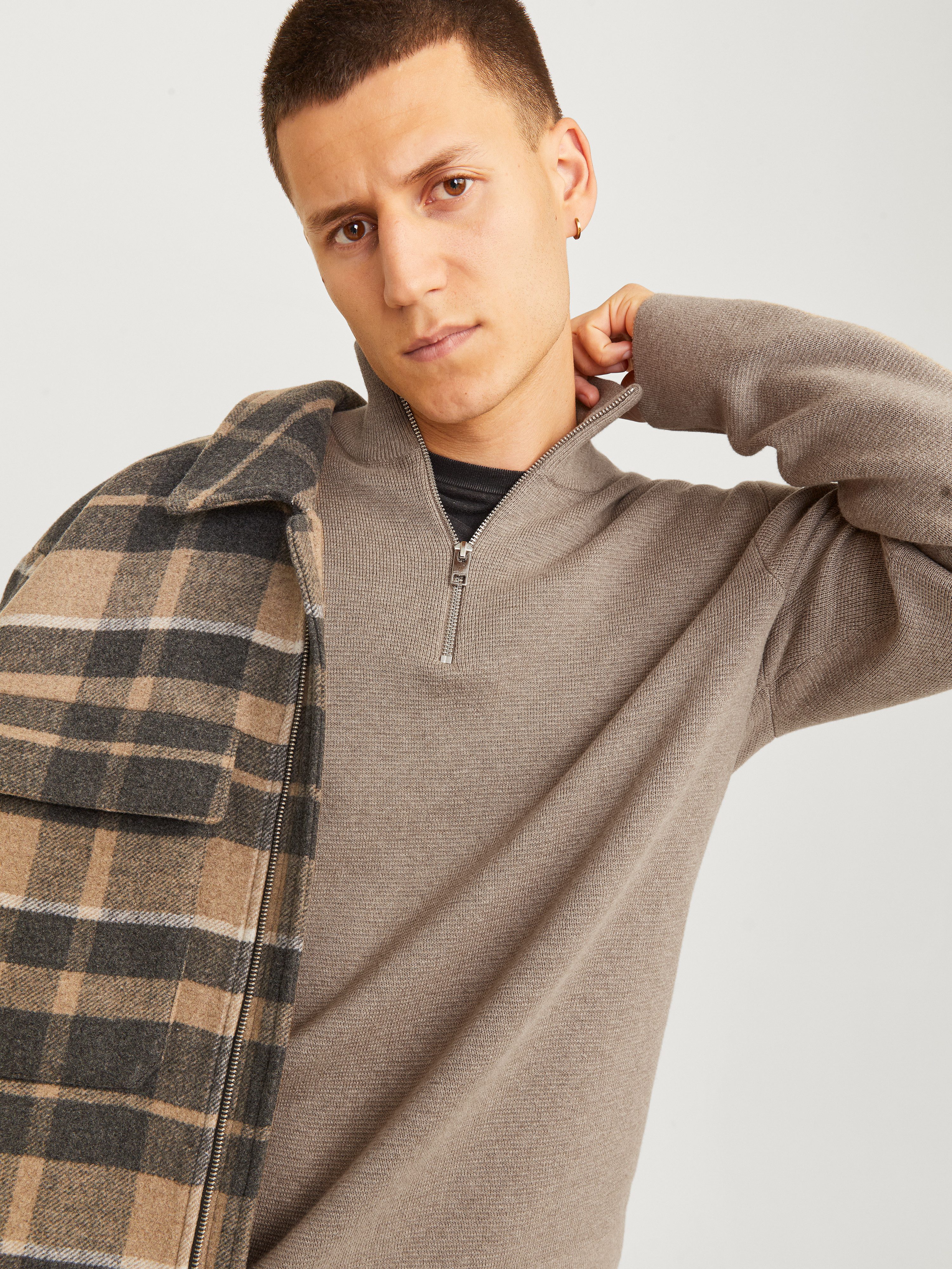 Jack & Jones Troyer JPRBLAMILANO STITCH KNIT HALF ZIP SN Baumwolle, relaxed fit