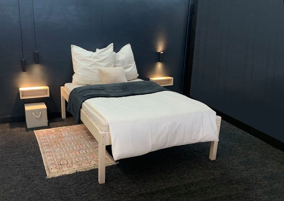 LIEGEWERK Massivholzbett Erhöhtes Bett Seniorenbett Massivholz 90x200 100x2 günstig online kaufen