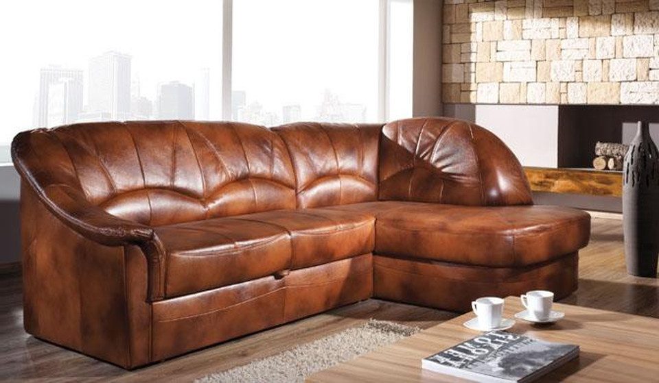 Xlmoebel Ecksofa Klassische Wohnlandschaft aus echtem Leder in elegantem Design, Ecksofa, Hergestellt in Europa