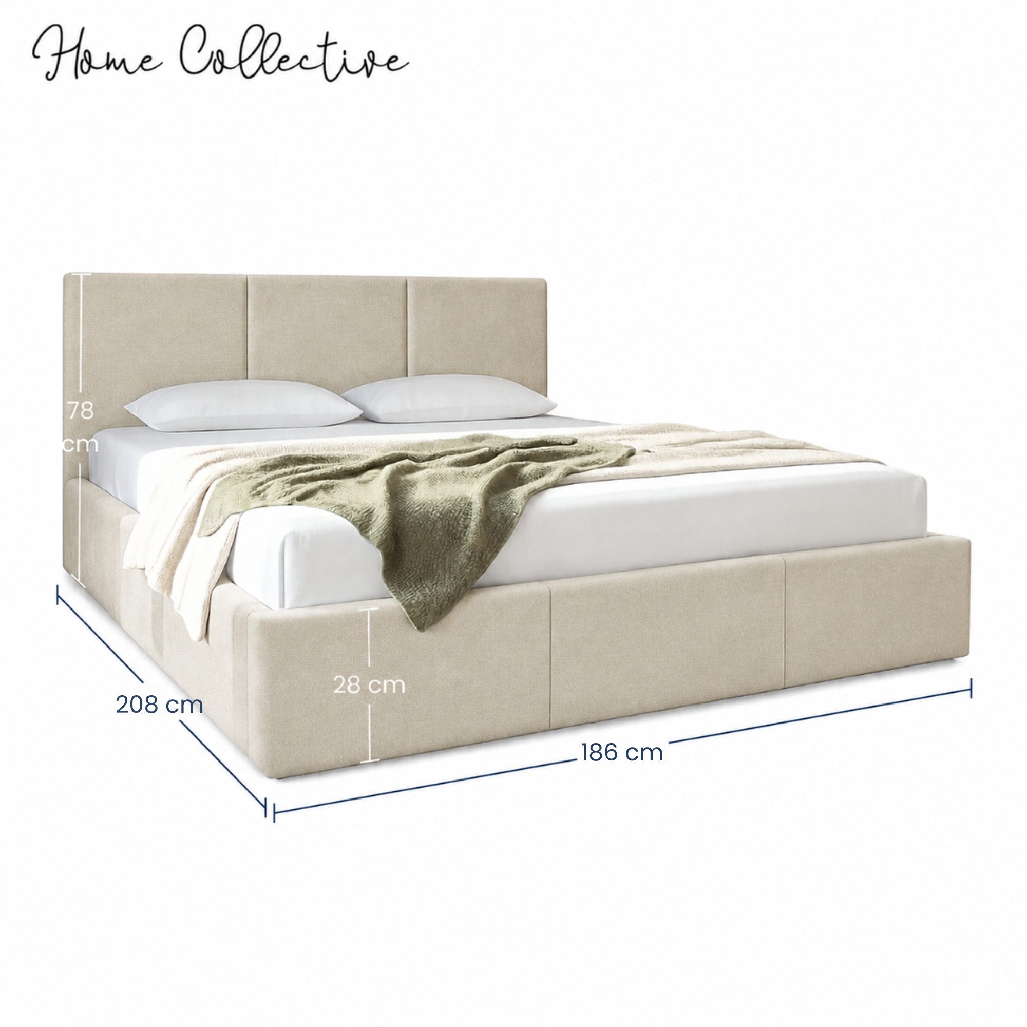 Home Collective Polsterbett Bett Doppelbett Bettgestell mit Lattenrost & Stauraum, mehrere Größen (Größen: 120x200 140x200 160x200 180x200, samtweicher Velourss – Bild 3 von 4