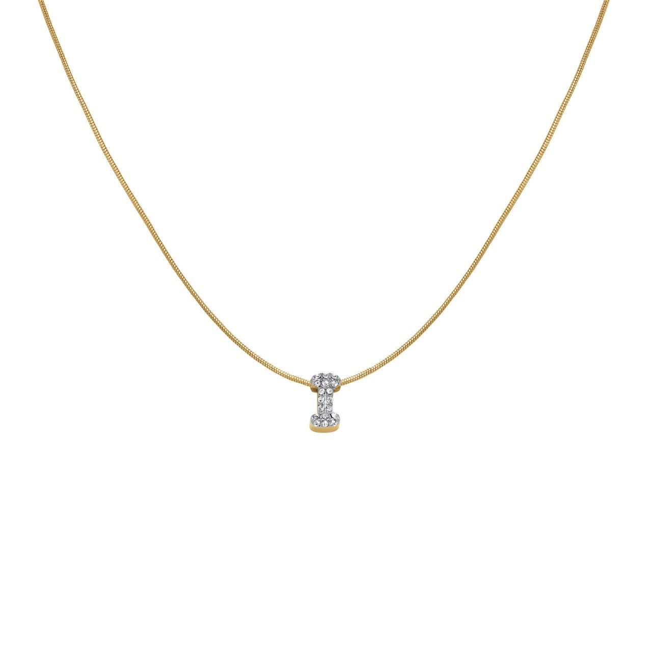 ROSEFIELD Kette mit Anhänger ROSEFIELD moderne Bubble Buchstabenkette Pave Glitzersteinchen Gold, Geschenkidee für Frauen, Damen, Mädchen & Freundin trendig & elegant