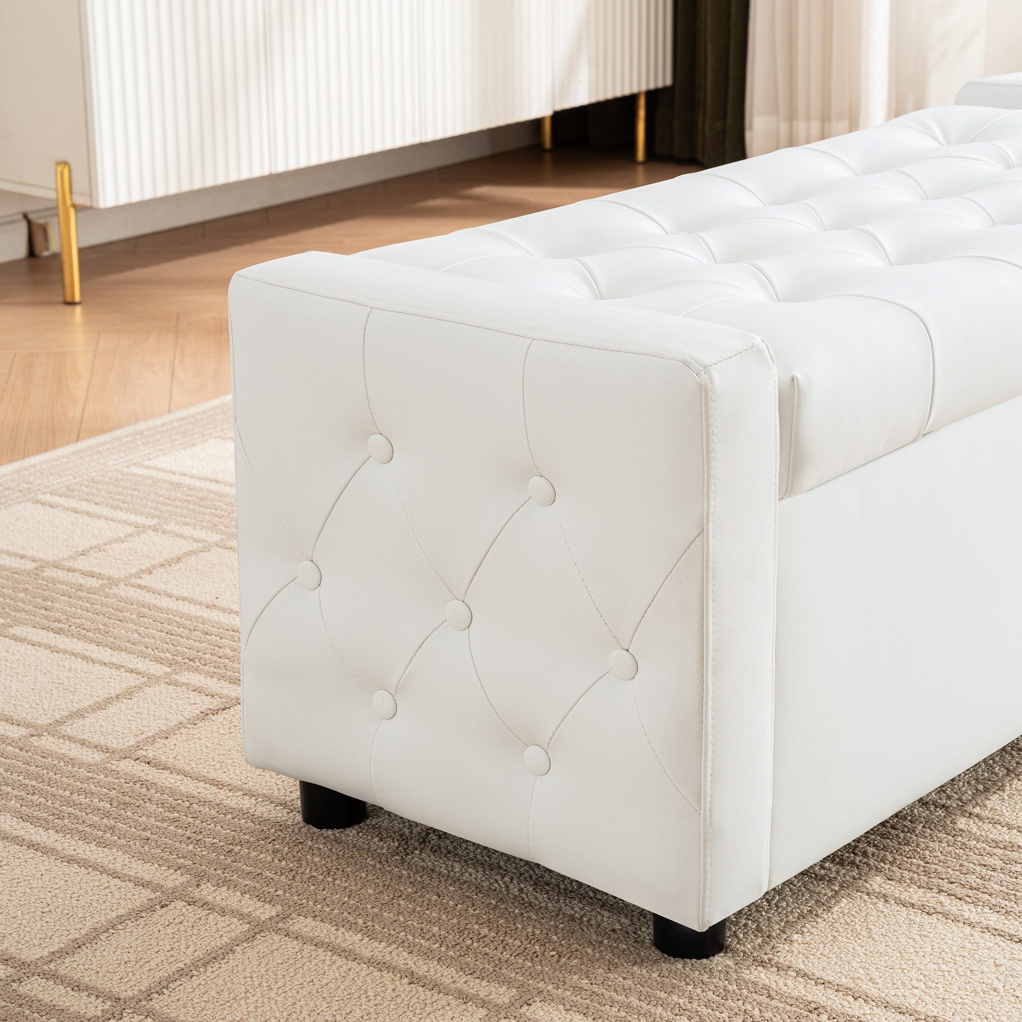 i@home Bettbank Sitzbank mit Stauraum PU-Leder (Hocker mit Stauraum, getuftete Ottomane, 1-St., gepolstert), Betthocker für Schlafzimmer, Wohnzimmer & Flur – Bild 4 von 5