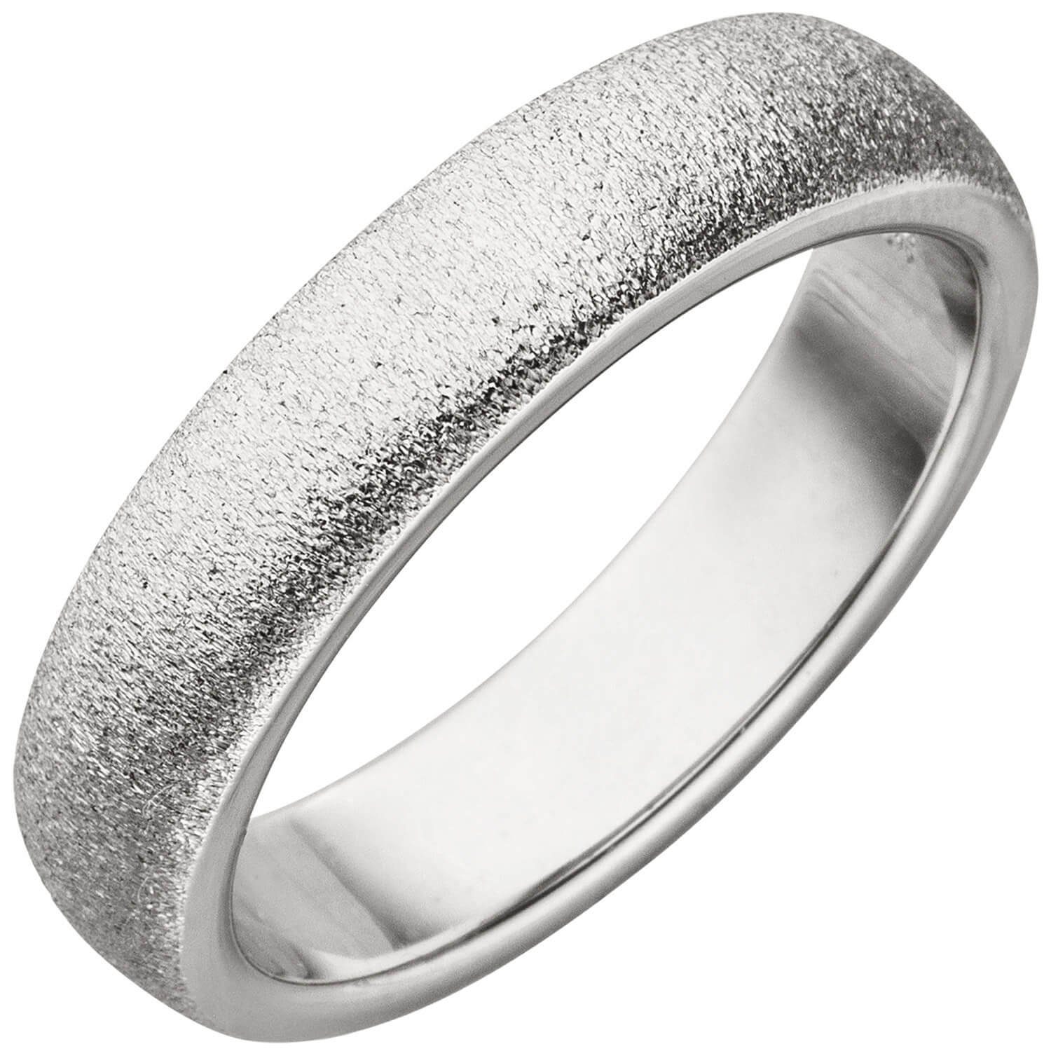 Schmuck Krone Silberring Ring Damenring 925 Silber mit Sternenstaub Struktur flach 5,5mm breit Fingerring, Silber 925