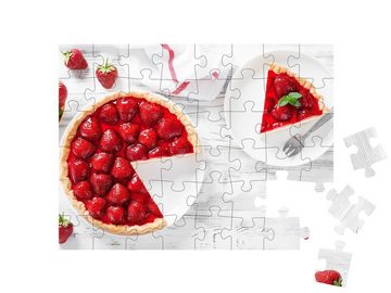 puzzleYOU Puzzle Erdbeertorte, 48 Puzzleteile, puzzleYOU-Kollektionen Kuchen, Essen und Trinken