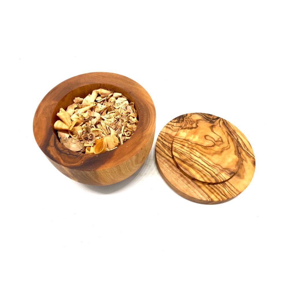 Olivenholz-erleben Raumduft Duft-Dose mit Deckel aus Olivenholz (1-St), Sanfter Naturduft durch echte Olivenholzspäne