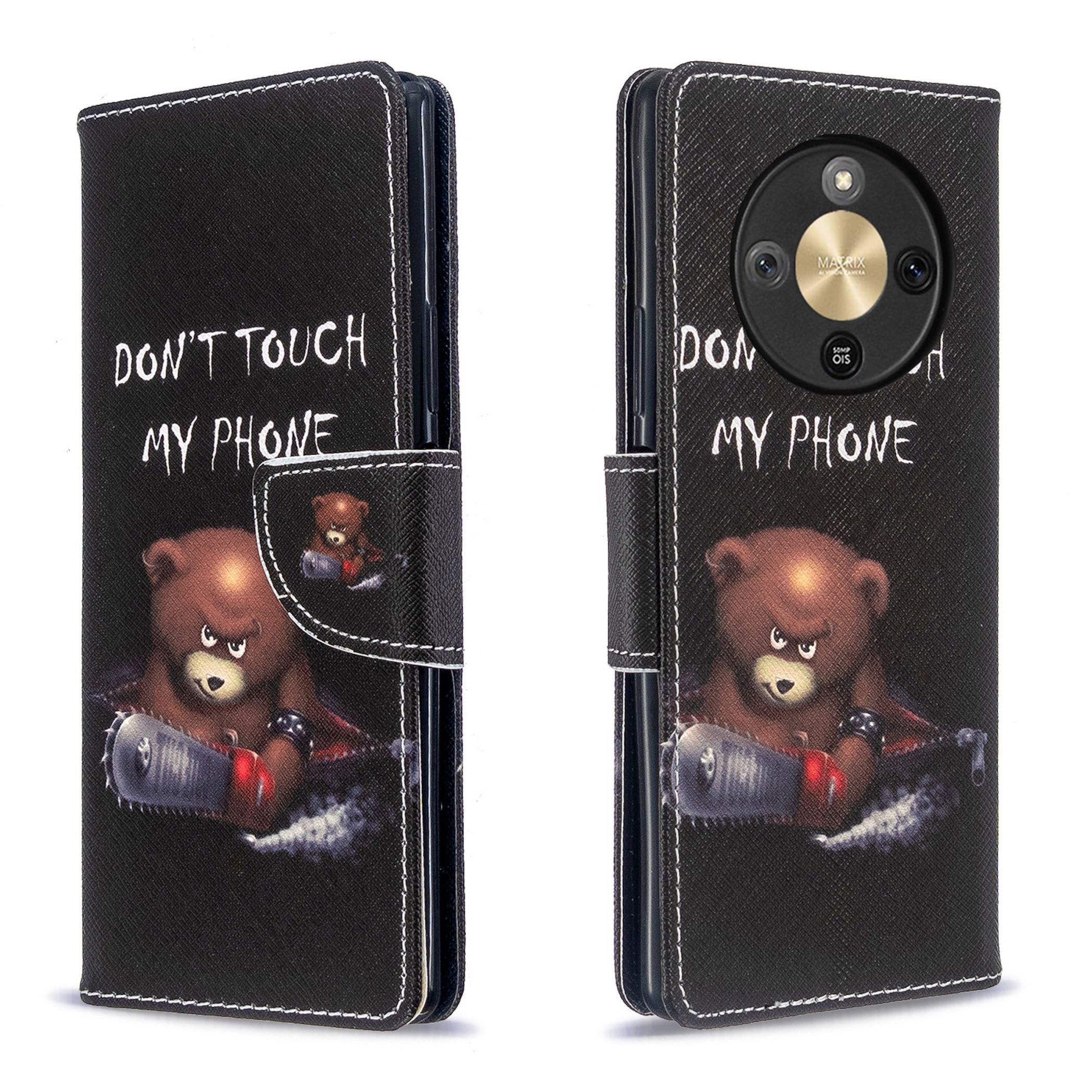 Wigento Handyhülle Klapp für Honor Magic 8 Lite Kunstleder Book Wallet Motiv Schutz Cover 6,78 Zoll, Kunst-Leder Schutzhülle magnetischer Verschluss