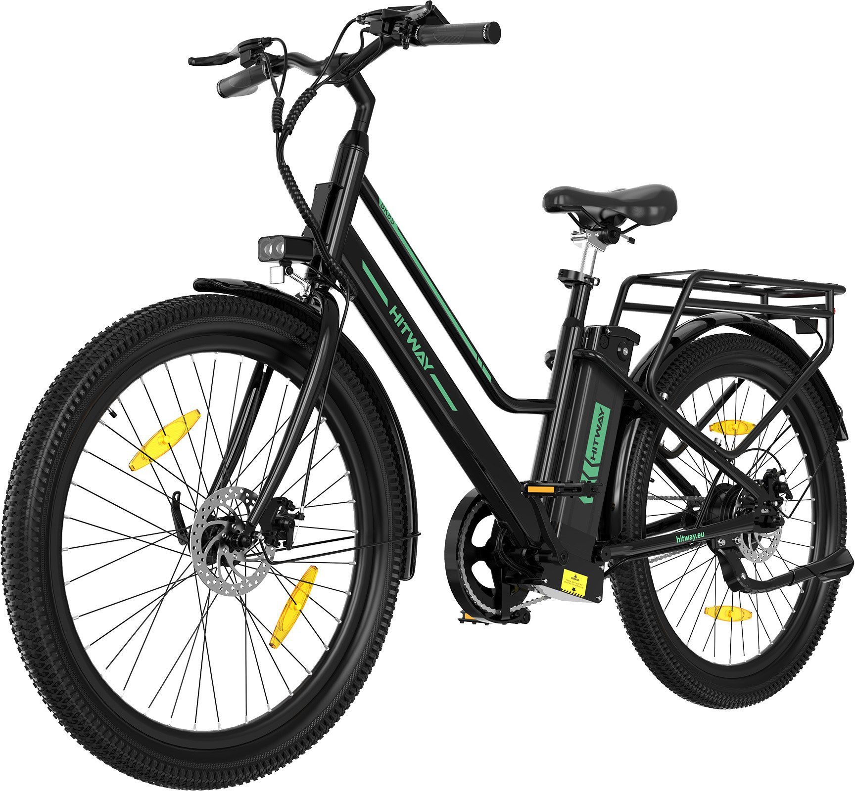HITWAY E-Bike Cityrad 27,5 Zoll Elektrofahrrad für Damen Herren, Pedelec mit 36V 13Ah Akku, 1 Gang, 250W Heckmotor, 468 Wh, E-fahrräde, E-Citybike mit Schloss, Pumpe, APP