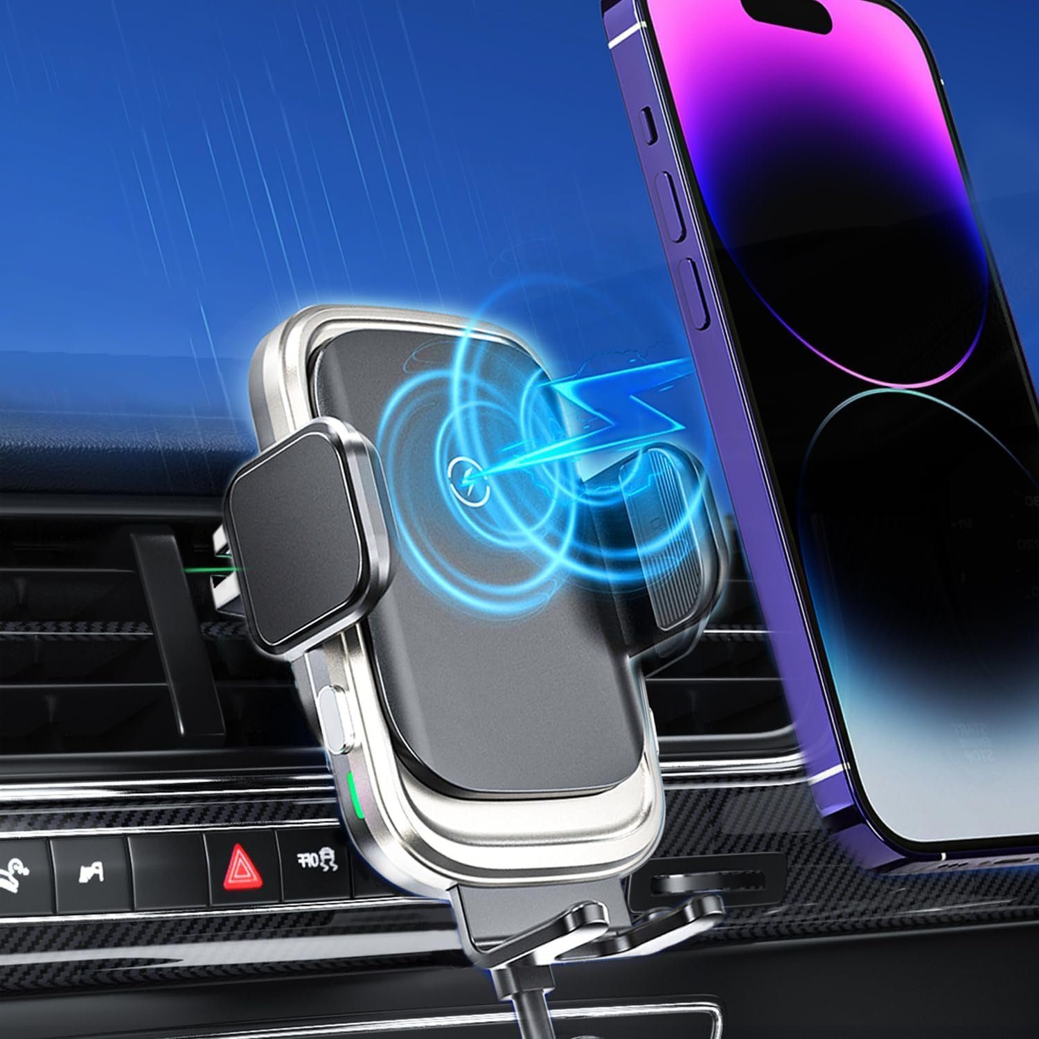 Handyhalterung Auto mit Ladefunktion | KFZ Wireless Charger | Handy  Ladegerät für alle Smartphone mit Qi Standard | das ideale Auto Zubehör mit