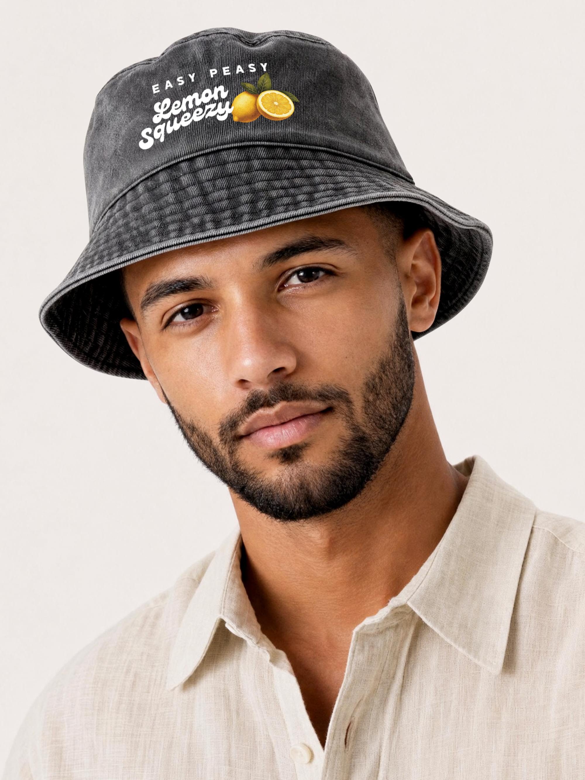 Neverless Fischerhut Anglerhut mit Print Easy Peasy Lemon Squeezy – Bucket Hat Herren