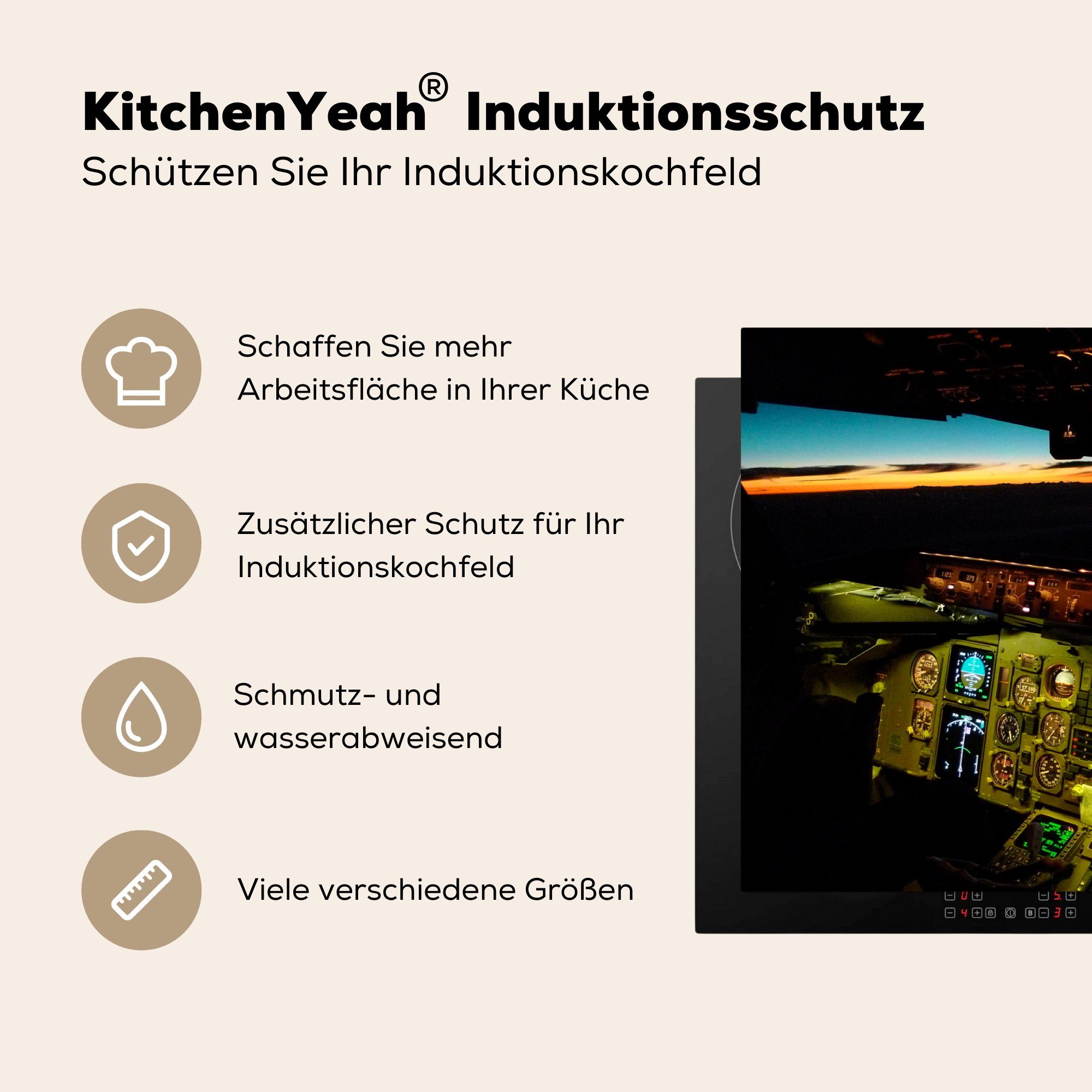 küche beleuchtetes (1 MuchoWow 83x51 Ceranfeldabdeckung, Ein bei für Sonnenuntergang, Vinyl, Arbeitsplatte Cockpit cm, tlg), Herdblende-/Abdeckplatte