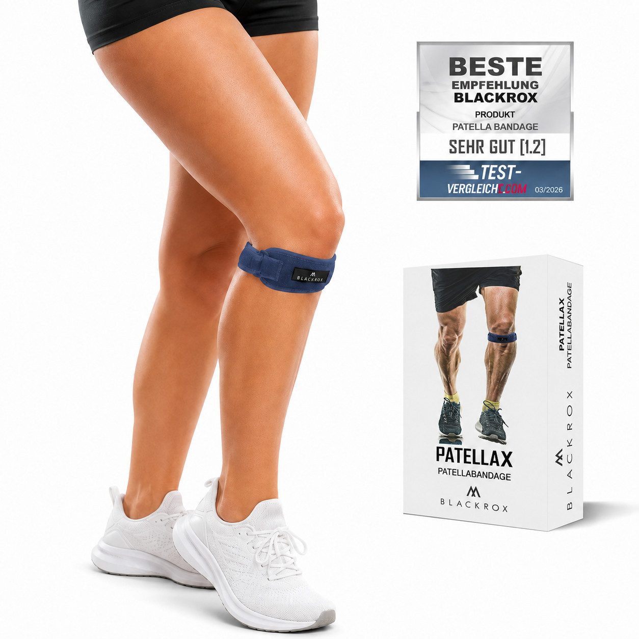 BLACKROX Kniebandage [Vergleichssieger 2026] Patellabandage, One Size, Damen und Herren
