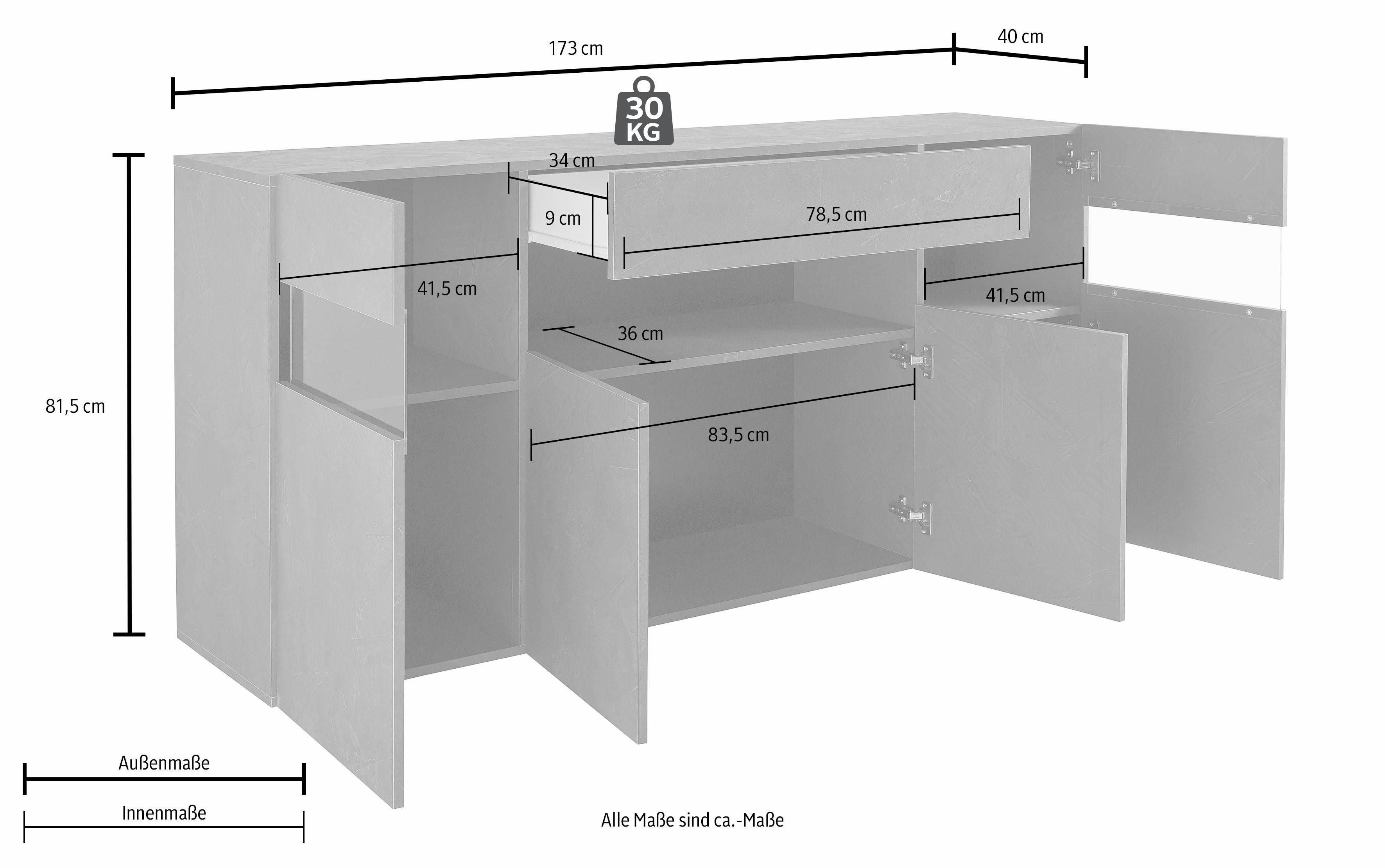 INOSIGN Sideboard, Breite 173 cm, ohne günstig online kaufen