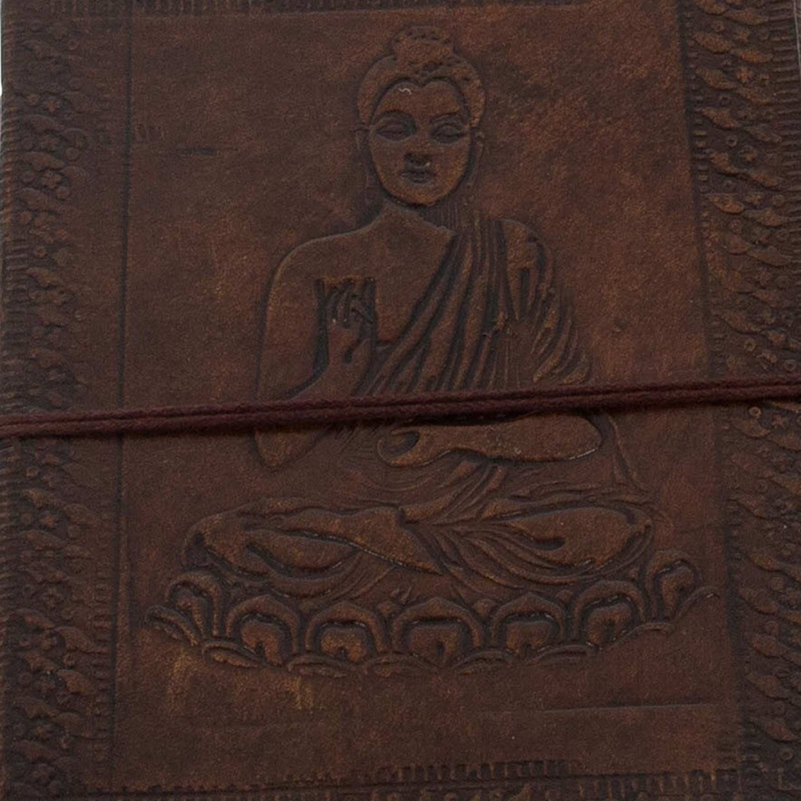 Leder Notizbuch Tagebuch Buddha geprägtes KUNST 18x13cm Tagebuch UND - handgefertigt MAGIE