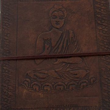 KUNST UND MAGIE Tagebuch Leder Tagebuch handgefertigt - geprägtes Notizbuch Buddha 18x13cm