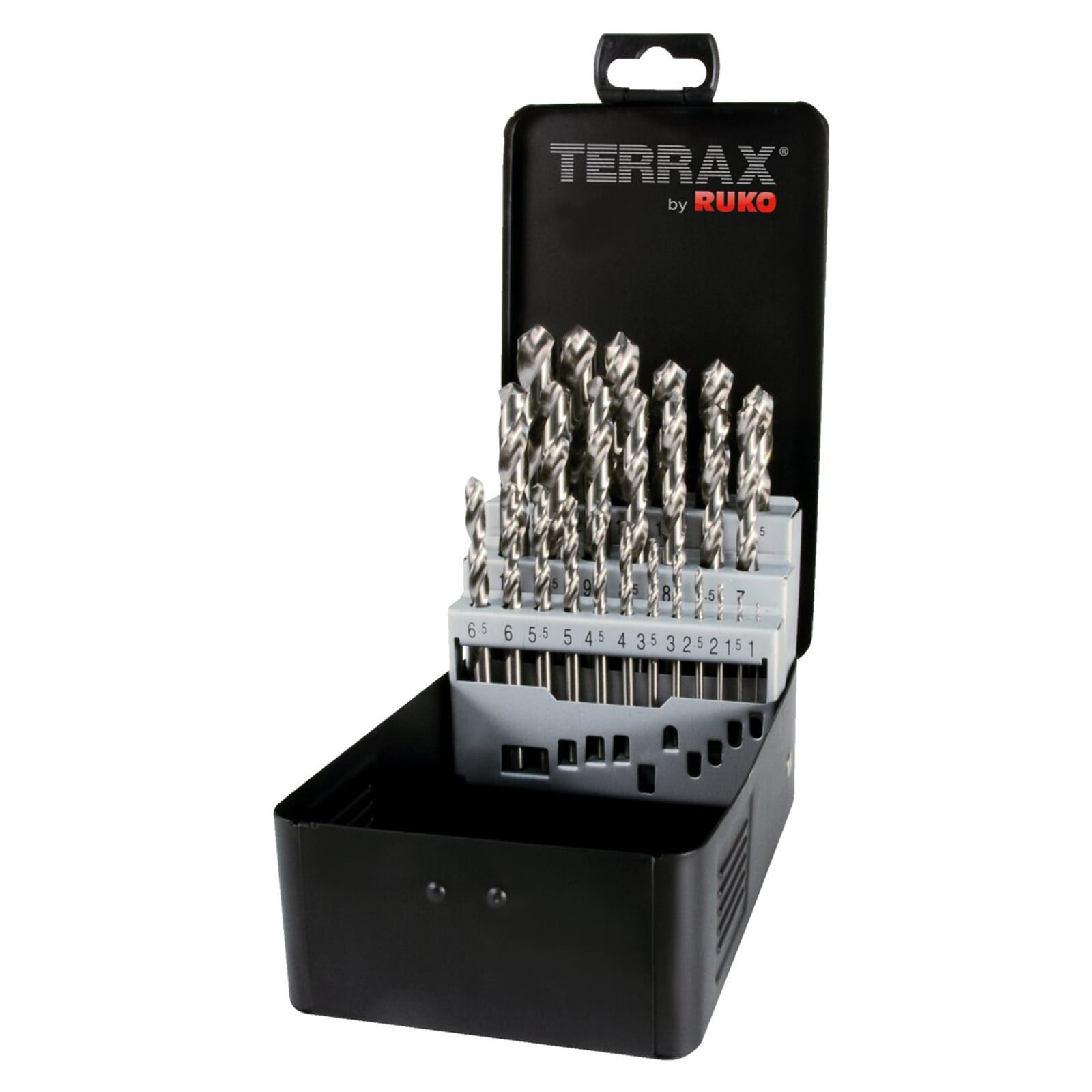 Ruko Metallbohrer TERRAX by RUKO 5x Spiralbohrer-Satz DIN 338 Typ N, HSS-G - 25 tlg. (Ka