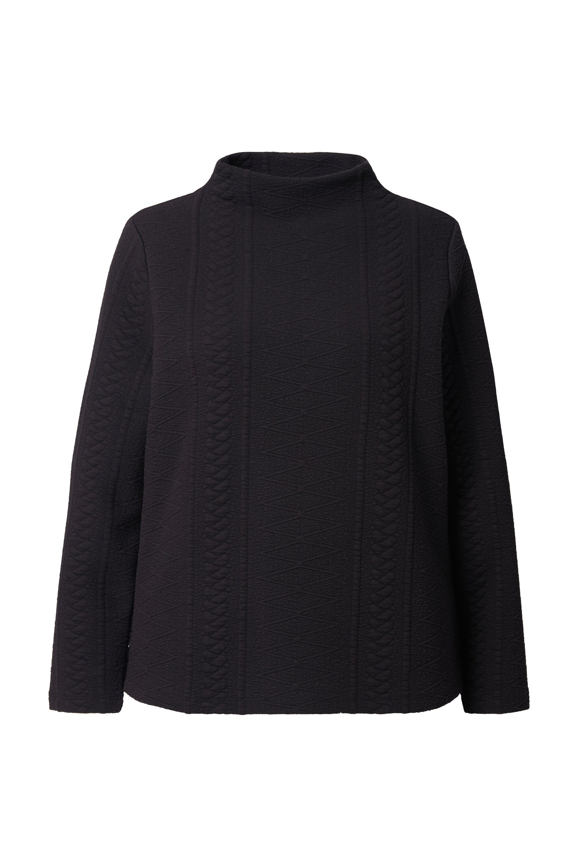 Ulla Popken Sweatshirt Jacquard-Sweatshirt Stehkragen Langarm günstig online kaufen